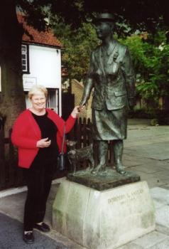 Margaret Maron outside Dorothy L. Sayer's home