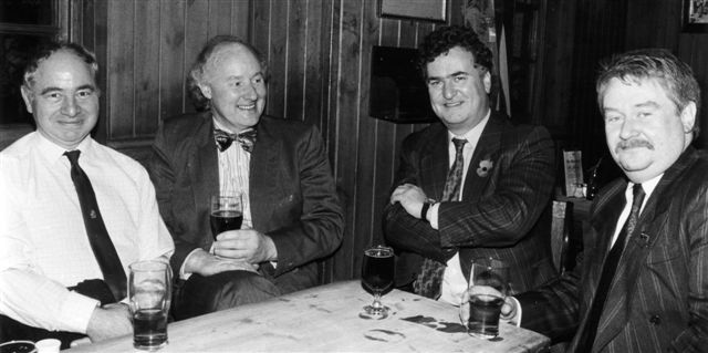 1993 Beer Writers Awards judging panel - Colin Dexter, Rob Humphreys (Bass), David Young (Times), & Mike Ripley