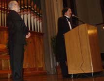 Bob Randisi with Edgar A Poe at Shamus Awards 2008